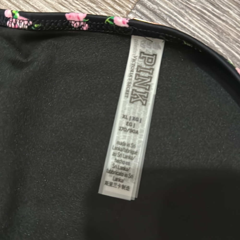 NWT Victorias Secret Pink black pink floral flowers swim bikini bottoms XL - Picture 4 of 7